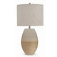 Jaya Table Lamp | Drum Hardback Shade | Cream & Beige Base | 28"