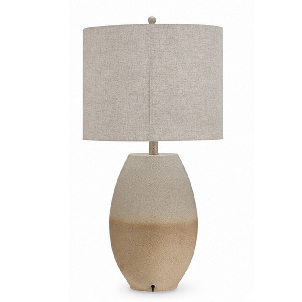 Jaya Table Lamp | Drum Hardback Shade | Cream & Beige Base | 28"