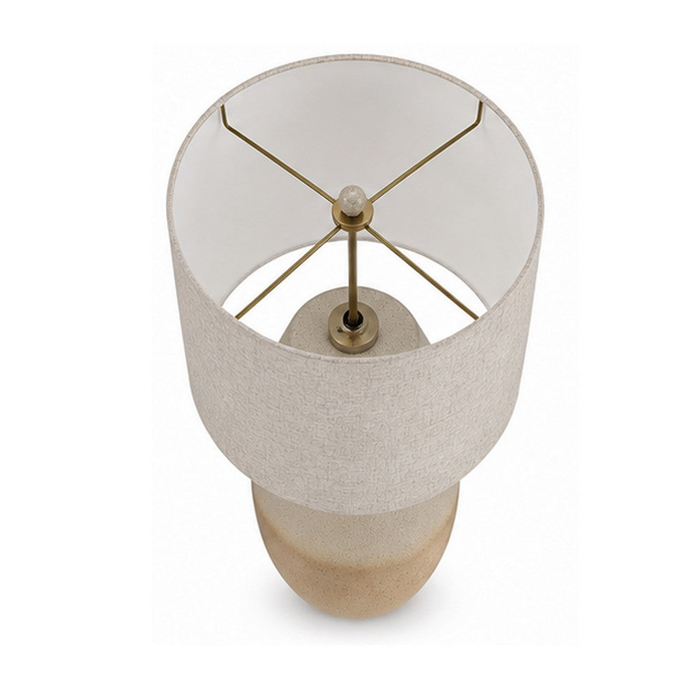 Jaya Table Lamp | Drum Hardback Shade | Cream & Beige Base | 28"