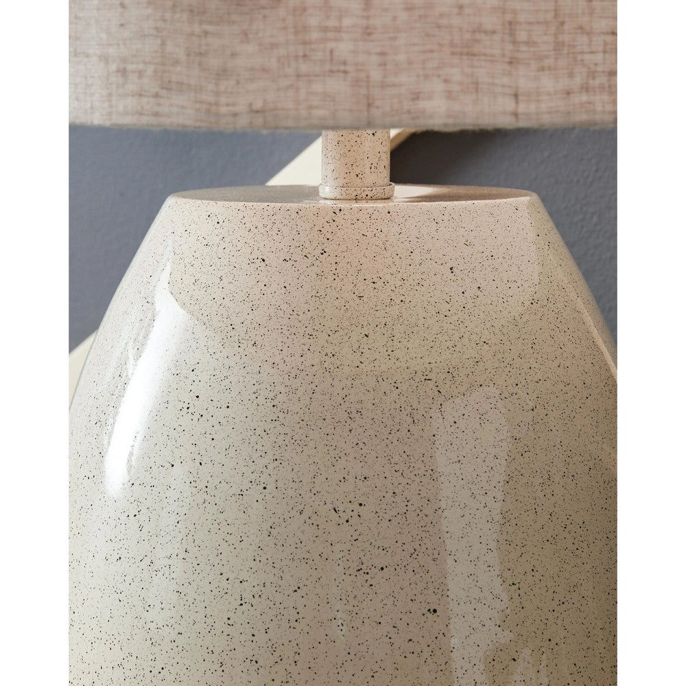 Jaya Table Lamp | Drum Hardback Shade | Cream & Beige Base | 28"