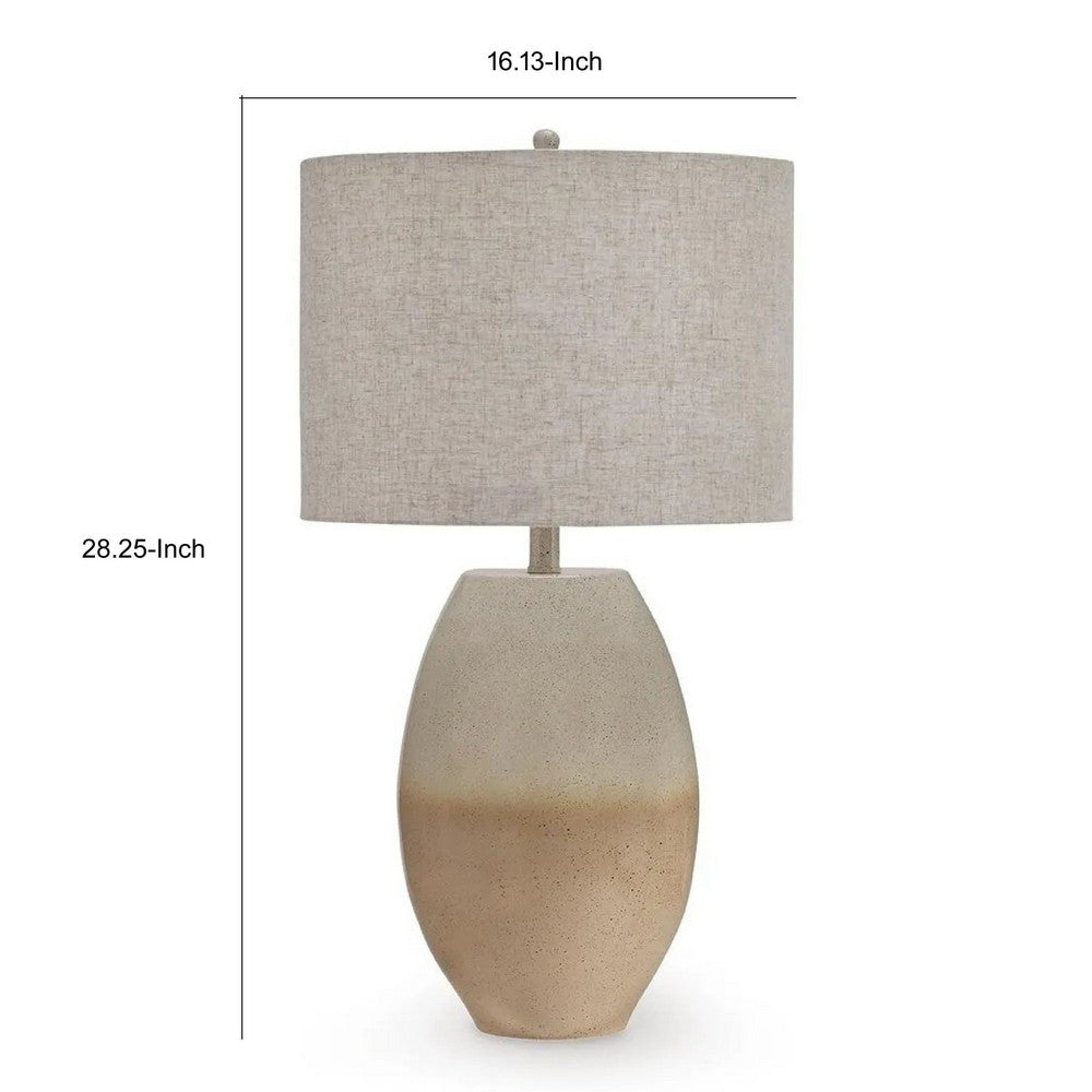 Jaya Table Lamp | Drum Hardback Shade | Cream & Beige Base | 28"
