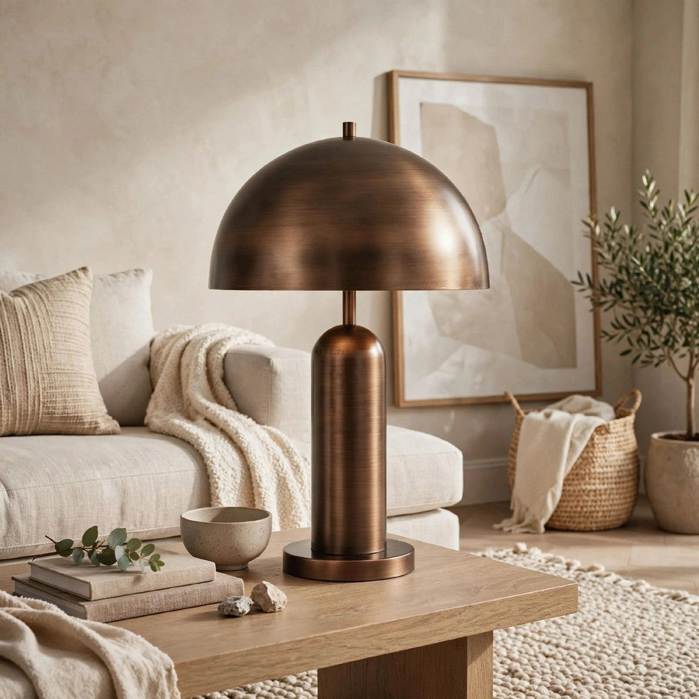 Laya Table Lamp | Dome Shade | Antique Copper 24"