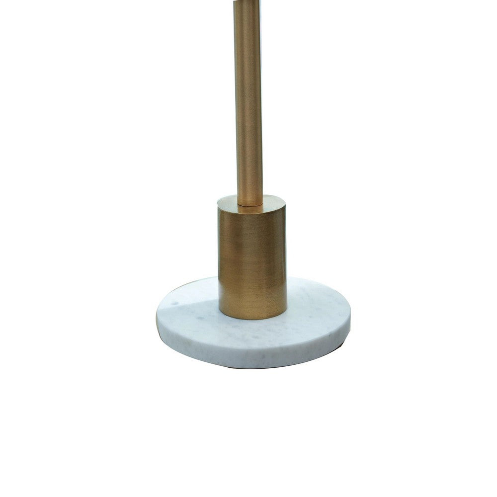 Feya Table Lamp | White Marble Base | Gold Metal Empire Shade | 32"