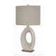 Frya Paper Table Lamp | Cream Speckled Geometric Base | Drum Shade | 28"