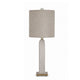 Frya Paper Table Lamp | Cream Speckled Geometric Base | Drum Shade | 28"