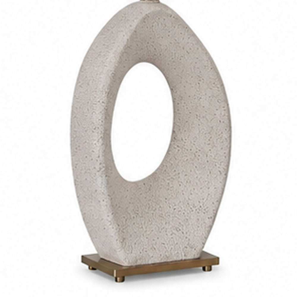 Frya Paper Table Lamp | Cream Speckled Geometric Base | Drum Shade | 28"