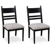 Gela Dining Side Chair set of 2 | Black Ladderback Frame | Gray Upholstery