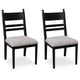Gela Dining Side Chair set of 2 | Black Ladderback Frame | Gray Upholstery