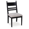 Gela Dining Side Chair set of 2 | Black Ladderback Frame | Gray Upholstery