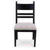 Gela Dining Side Chair set of 2 | Black Ladderback Frame | Gray Upholstery