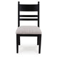 Gela Dining Side Chair set of 2 | Black Ladderback Frame | Gray Upholstery