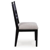 Gela Dining Side Chair set of 2 | Black Ladderback Frame | Gray Upholstery