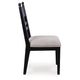 Gela Dining Side Chair set of 2 | Black Ladderback Frame | Gray Upholstery