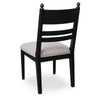Gela Dining Side Chair set of 2 | Black Ladderback Frame | Gray Upholstery