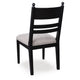 Gela Dining Side Chair set of 2 | Black Ladderback Frame | Gray Upholstery