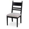 Gela Dining Side Chair set of 2 | Black Ladderback Frame | Gray Upholstery
