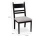 Gela Dining Side Chair set of 2 | Black Ladderback Frame | Gray Upholstery