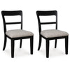 Gela Dining Side Chair set of 2 | Black Open Cutout Frame | Gray Upholstery