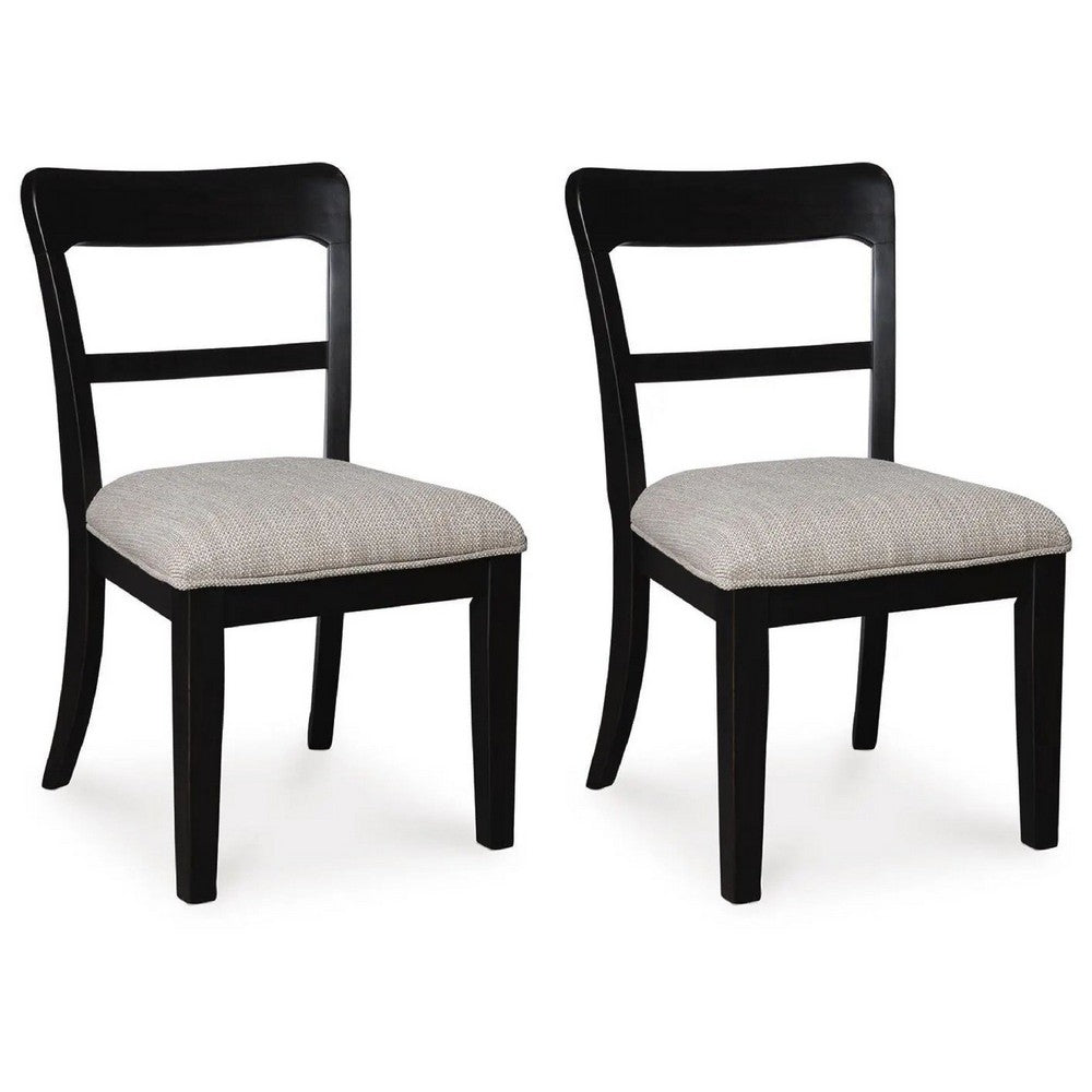 Gela Dining Side Chair set of 2 | Black Open Cutout Frame | Gray Upholstery