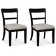 Gela Dining Side Chair set of 2 | Black Open Cutout Frame | Gray Upholstery