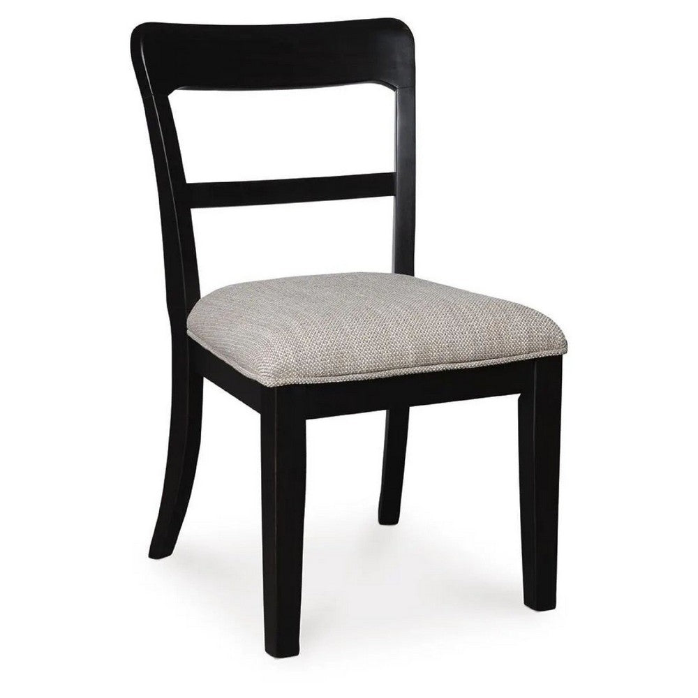 Gela Dining Side Chair set of 2 | Black Open Cutout Frame | Gray Upholstery