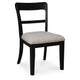 Gela Dining Side Chair set of 2 | Black Open Cutout Frame | Gray Upholstery