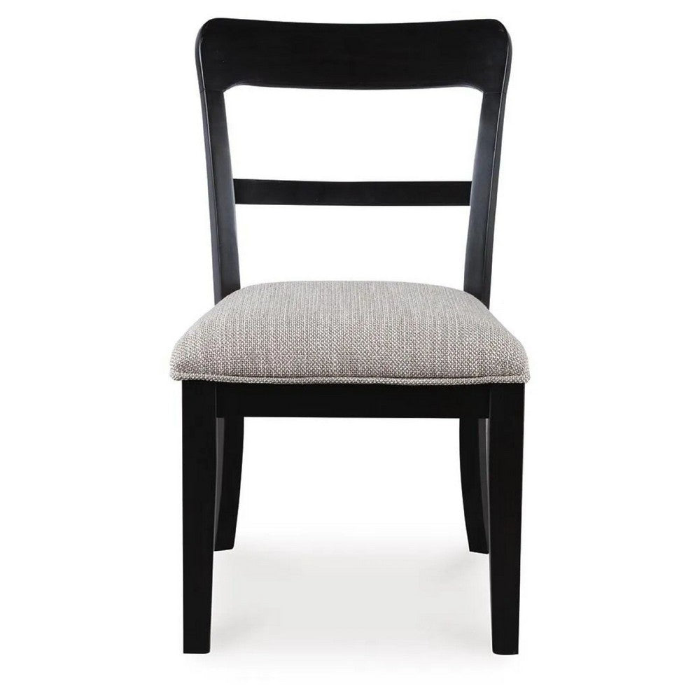 Gela Dining Side Chair set of 2 | Black Open Cutout Frame | Gray Upholstery