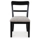 Gela Dining Side Chair set of 2 | Black Open Cutout Frame | Gray Upholstery