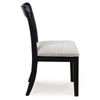 Gela Dining Side Chair set of 2 | Black Open Cutout Frame | Gray Upholstery