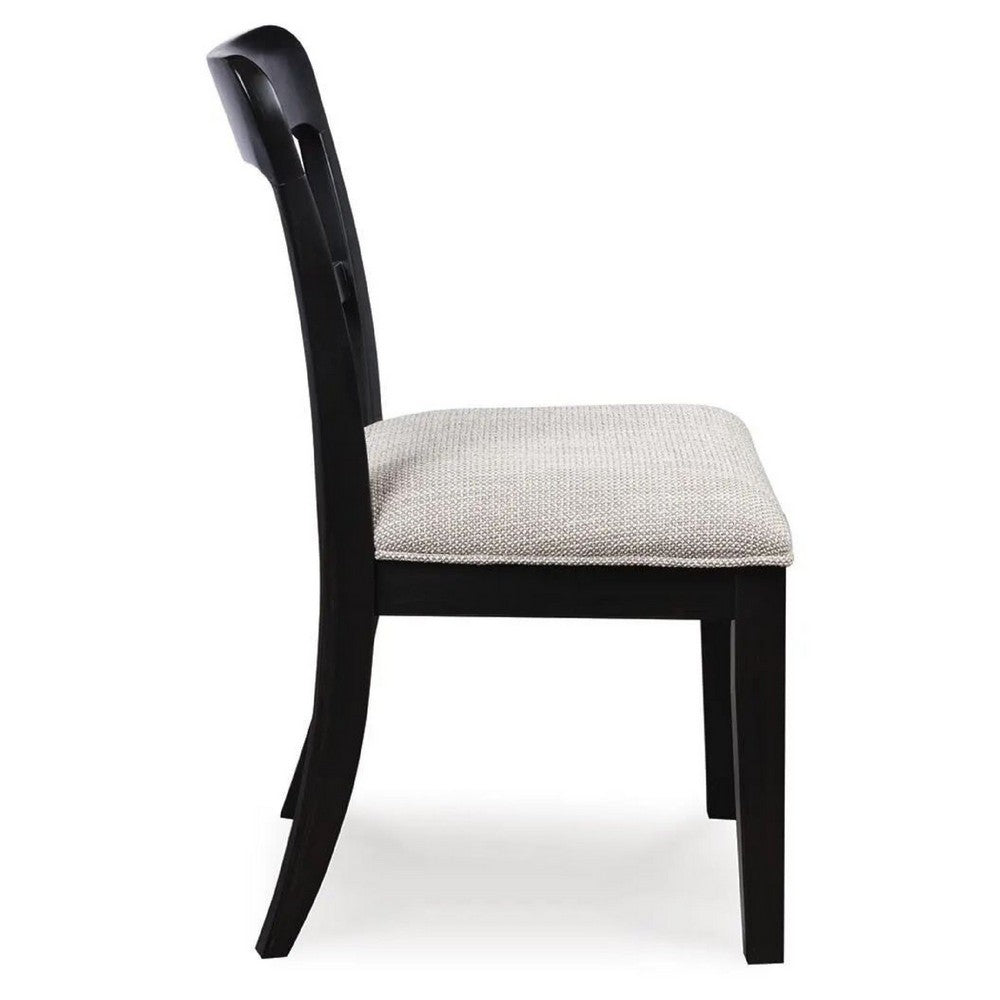 Gela Dining Side Chair set of 2 | Black Open Cutout Frame | Gray Upholstery