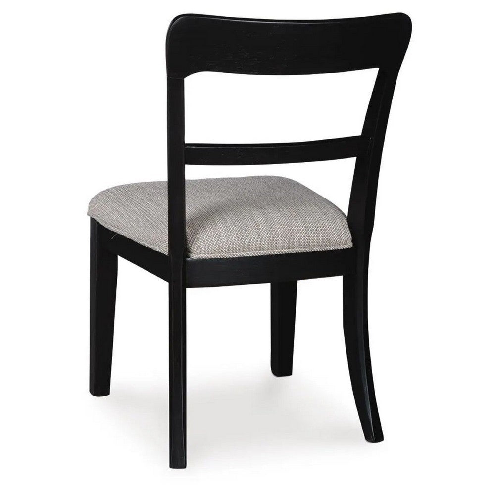 Gela Dining Side Chair set of 2 | Black Open Cutout Frame | Gray Upholstery