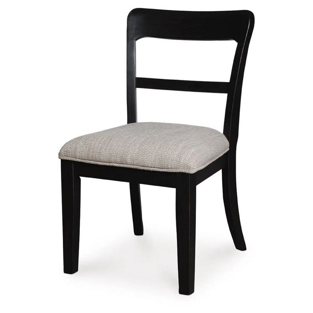 Gela Dining Side Chair set of 2 | Black Open Cutout Frame | Gray Upholstery