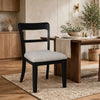 Gela Dining Side Chair set of 2 | Black Open Cutout Frame | Gray Upholstery