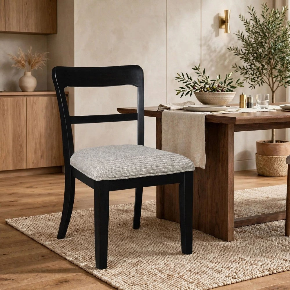 Gela Dining Side Chair set of 2 | Black Open Cutout Frame | Gray Upholstery