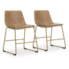 Cia Dining Side Chair Set of 2 | Brown Faux Leather Upholstery | Gold