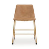 Cia Dining Side Chair Set of 2 | Brown Faux Leather Upholstery | Gold