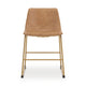 Cia Dining Side Chair Set of 2 | Brown Faux Leather Upholstery | Gold