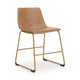Cia Dining Side Chair Set of 2 | Brown Faux Leather Upholstery | Gold