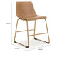 Cia Dining Side Chair Set of 2 | Brown Faux Leather Upholstery | Gold