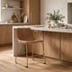 Cia Dining Side Chair Set of 2 | Brown Faux Leather Upholstery | Gold