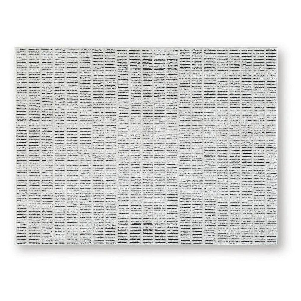 Turo Striped Medium Area Rug | 16mm Pile | Ivory & Black Polyester 5x7