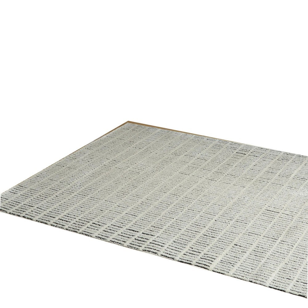 Turo Striped Medium Area Rug | 16mm Pile | Ivory & Black Polyester 5x7