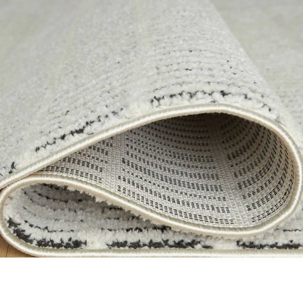 Turo Striped Medium Area Rug | 16mm Pile | Ivory & Black Polyester 5x7