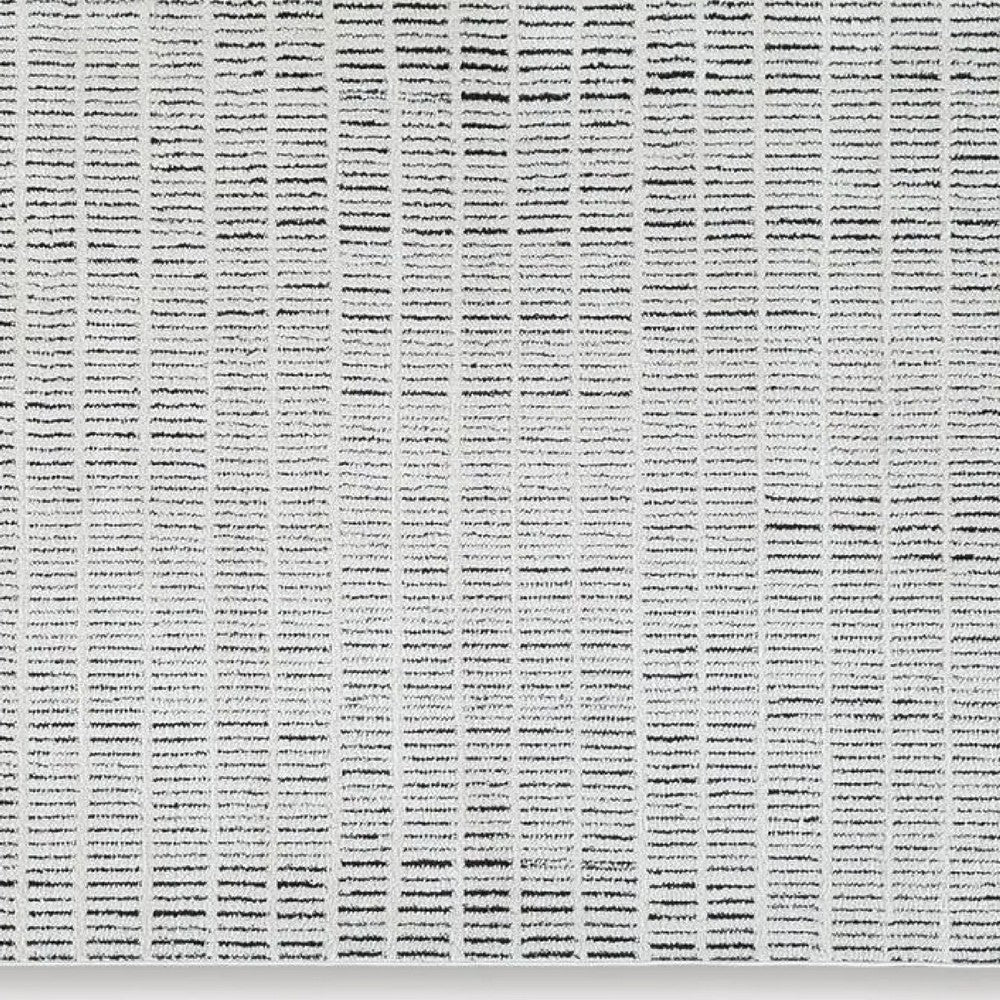 Turo Striped Medium Area Rug | 16mm Pile | Ivory & Black Polyester 5x7