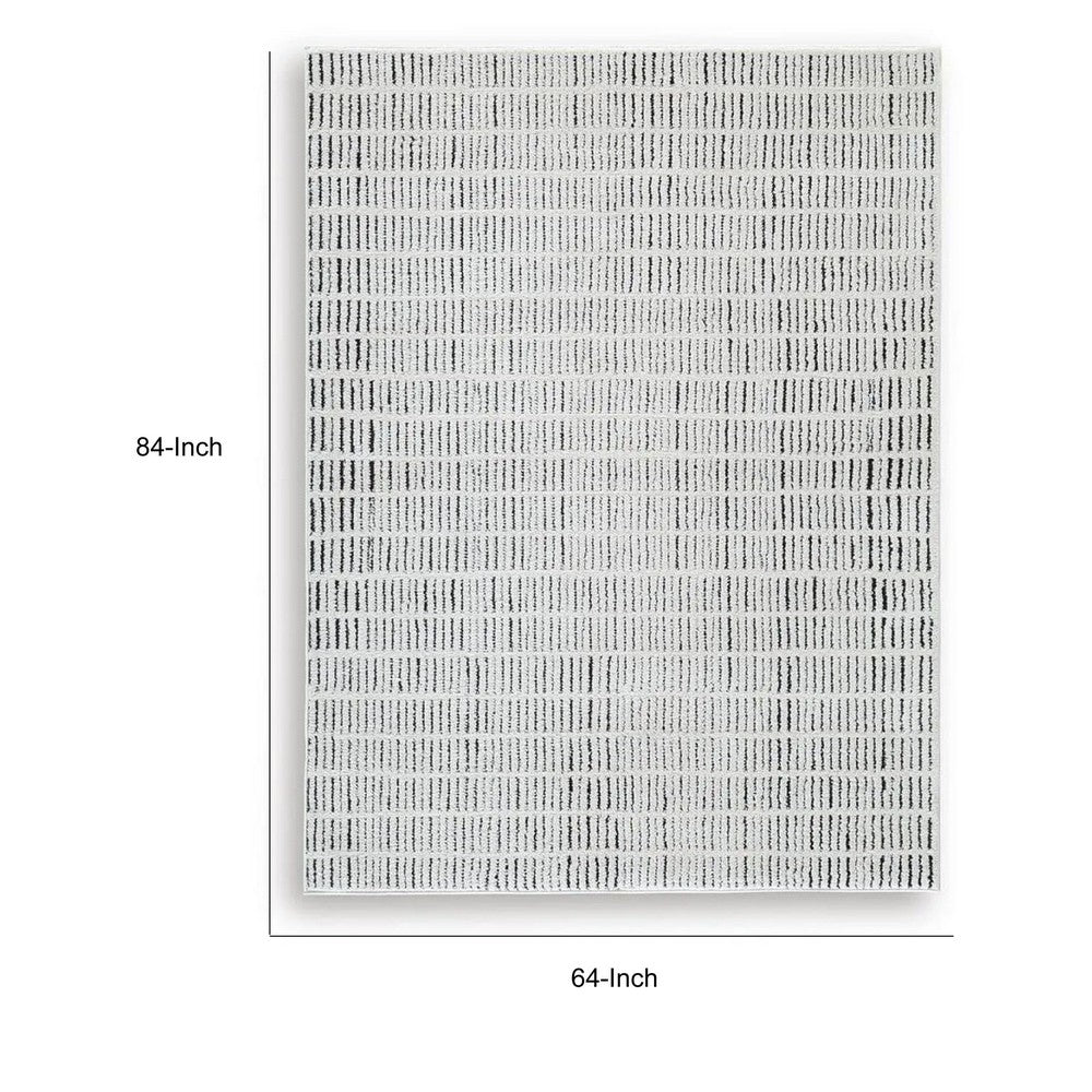 Turo Striped Medium Area Rug | 16mm Pile | Ivory & Black Polyester 5x7