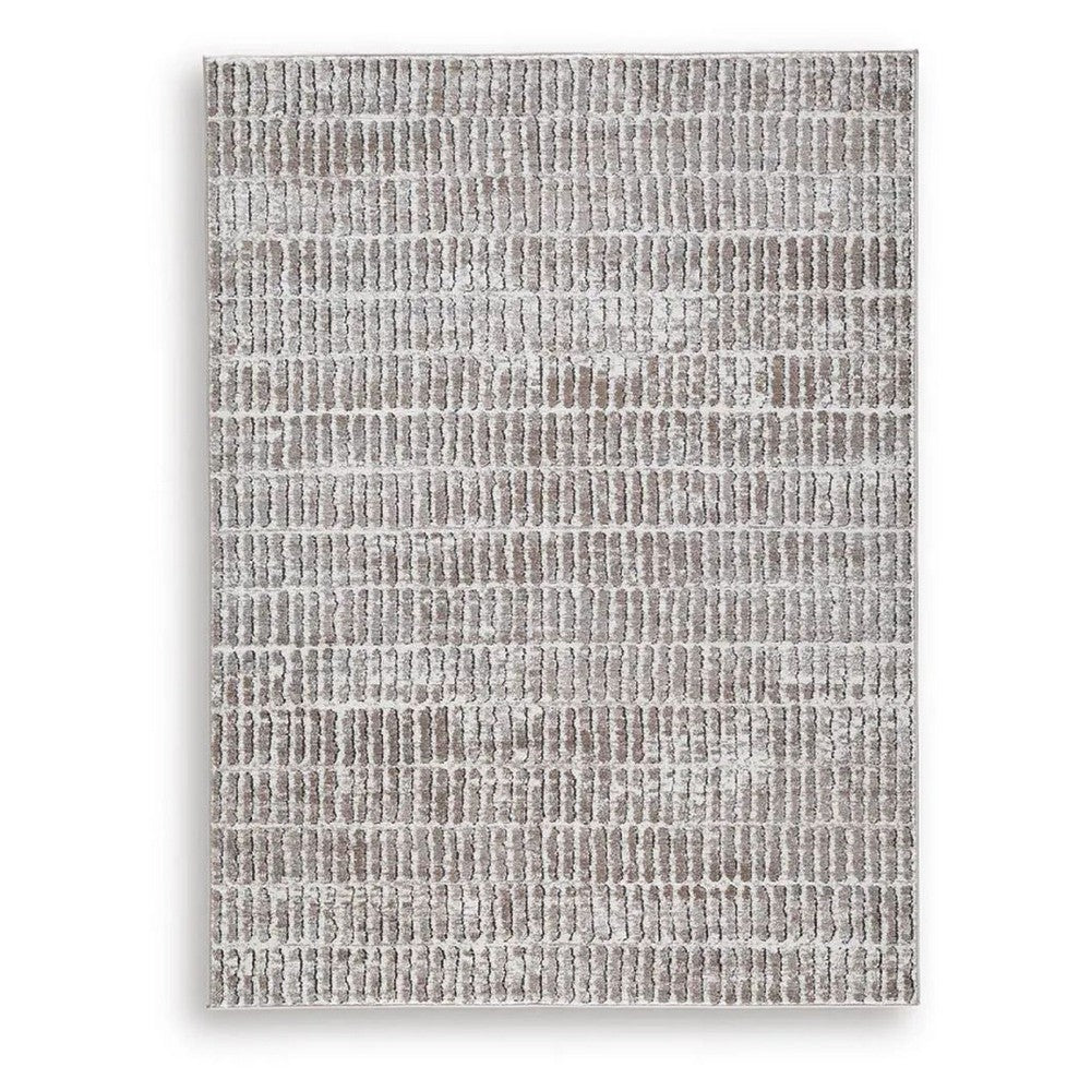 Feri Striped Medium Area Rug | Gray & Ivory Polypropylene Polyester 5x7
