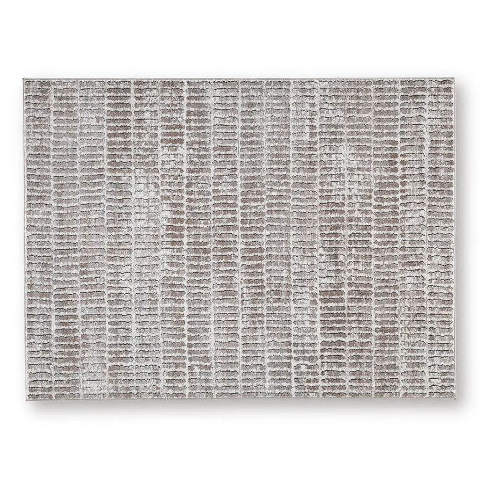 Feri Striped Medium Area Rug | Gray & Ivory Polypropylene Polyester 5x7