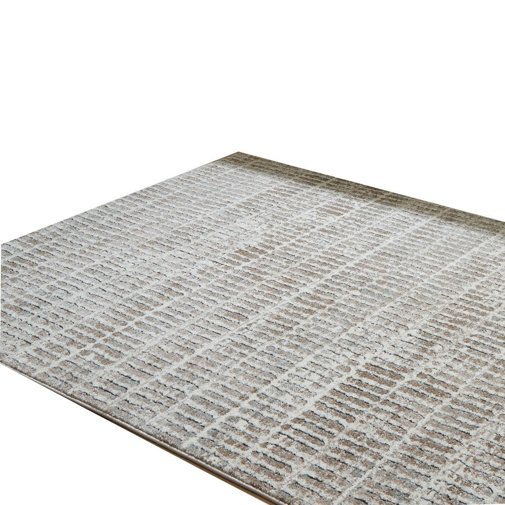 Feri Striped Medium Area Rug | Gray & Ivory Polypropylene Polyester 5x7