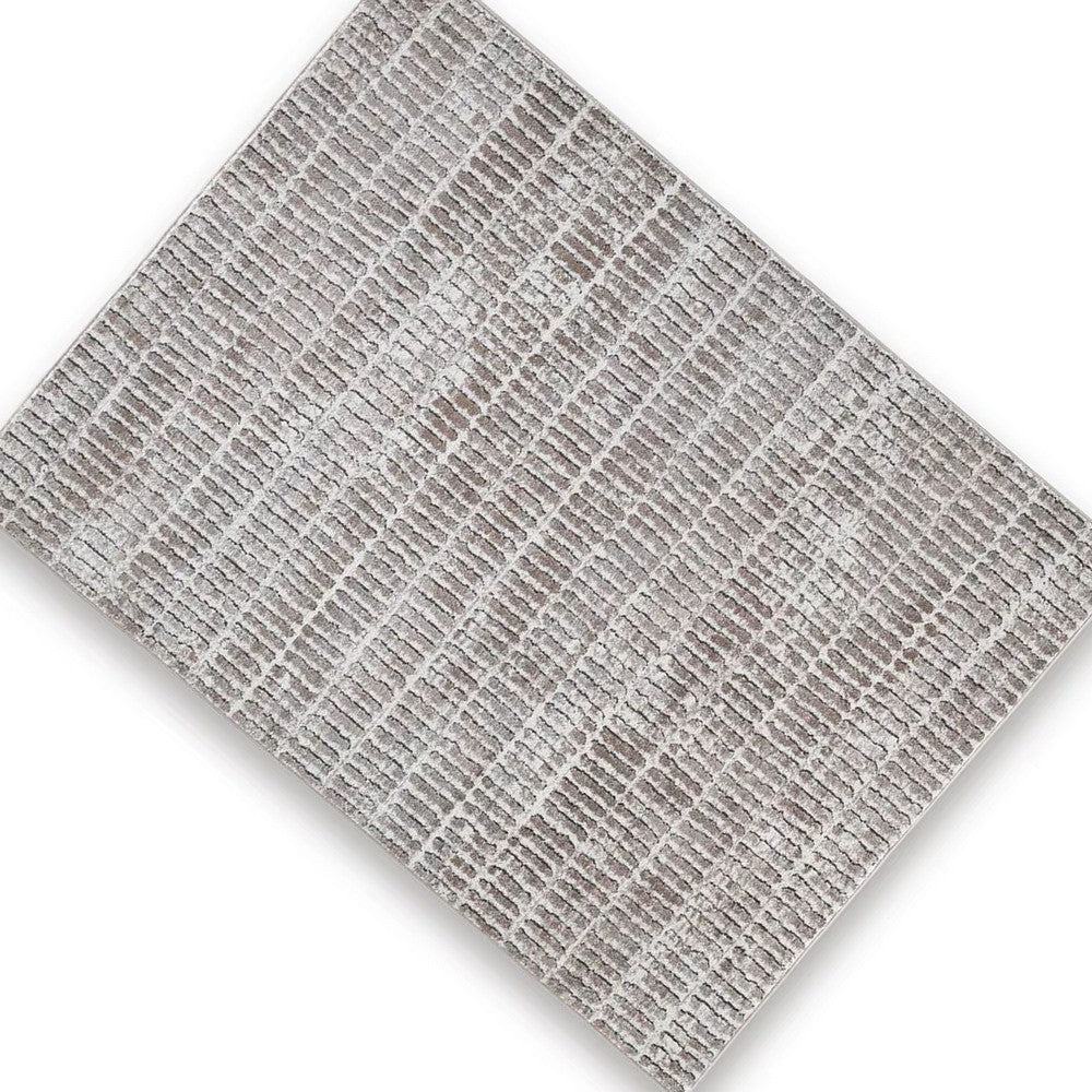 Feri Striped Medium Area Rug | Gray & Ivory Polypropylene Polyester 5x7