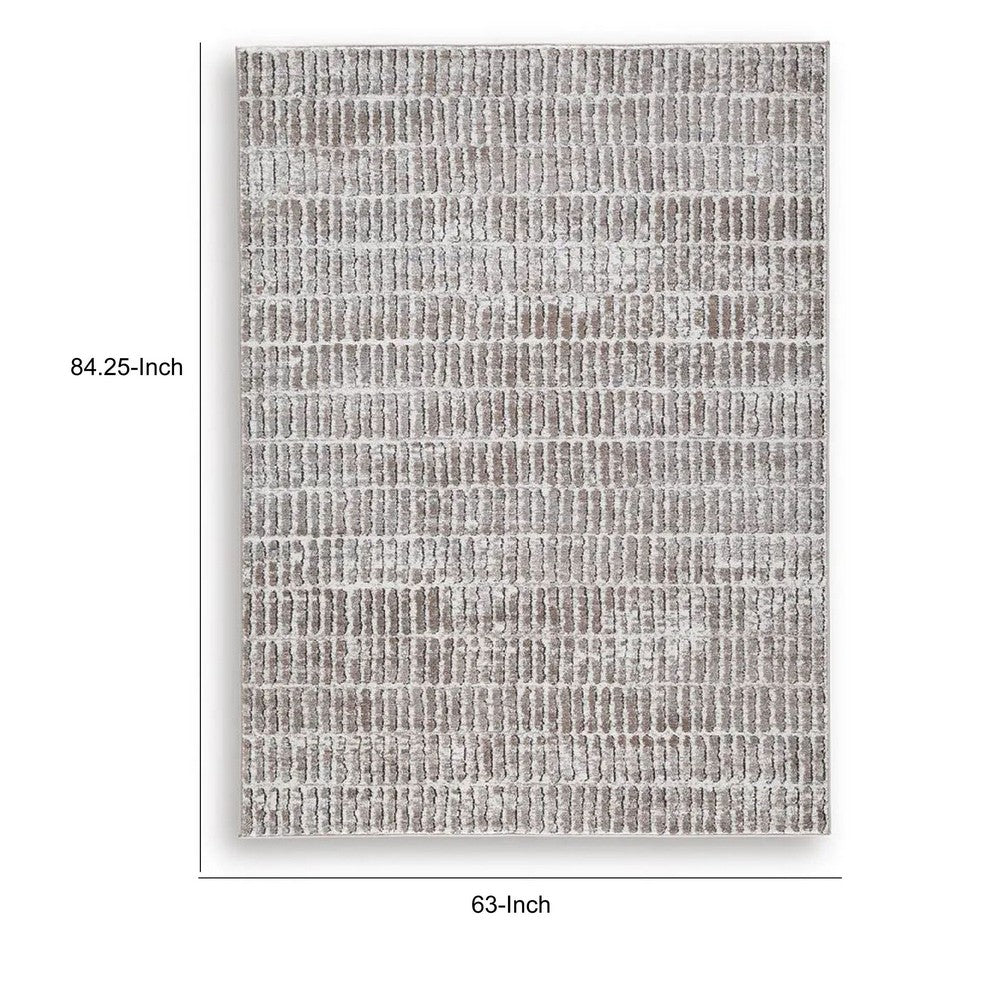 Feri Striped Medium Area Rug | Gray & Ivory Polypropylene Polyester 5x7